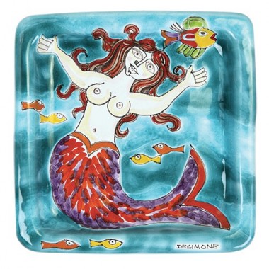 Squared Plate Mermaid 20x20 DS 22 de simone pottery Squared Plate Mermaid 20x20 DS 22 de simone pottery